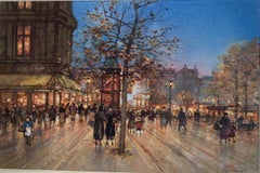 "Paris Promenade" - Framed 20th-Century Impressionist City Painting