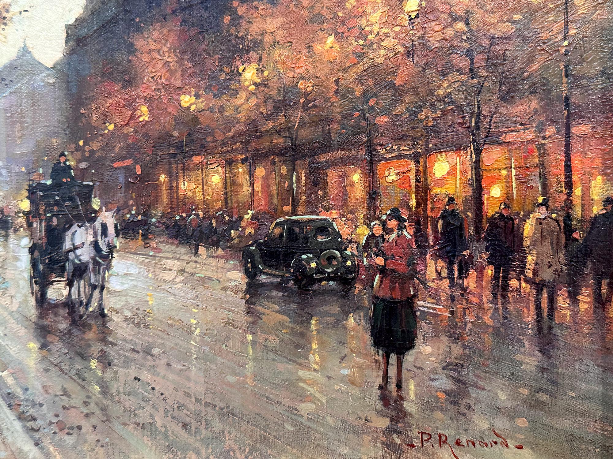 « Roses au chariot », peinture à l'huile sur toile encadrée, scène de rue d'automne parisienne en vente 1