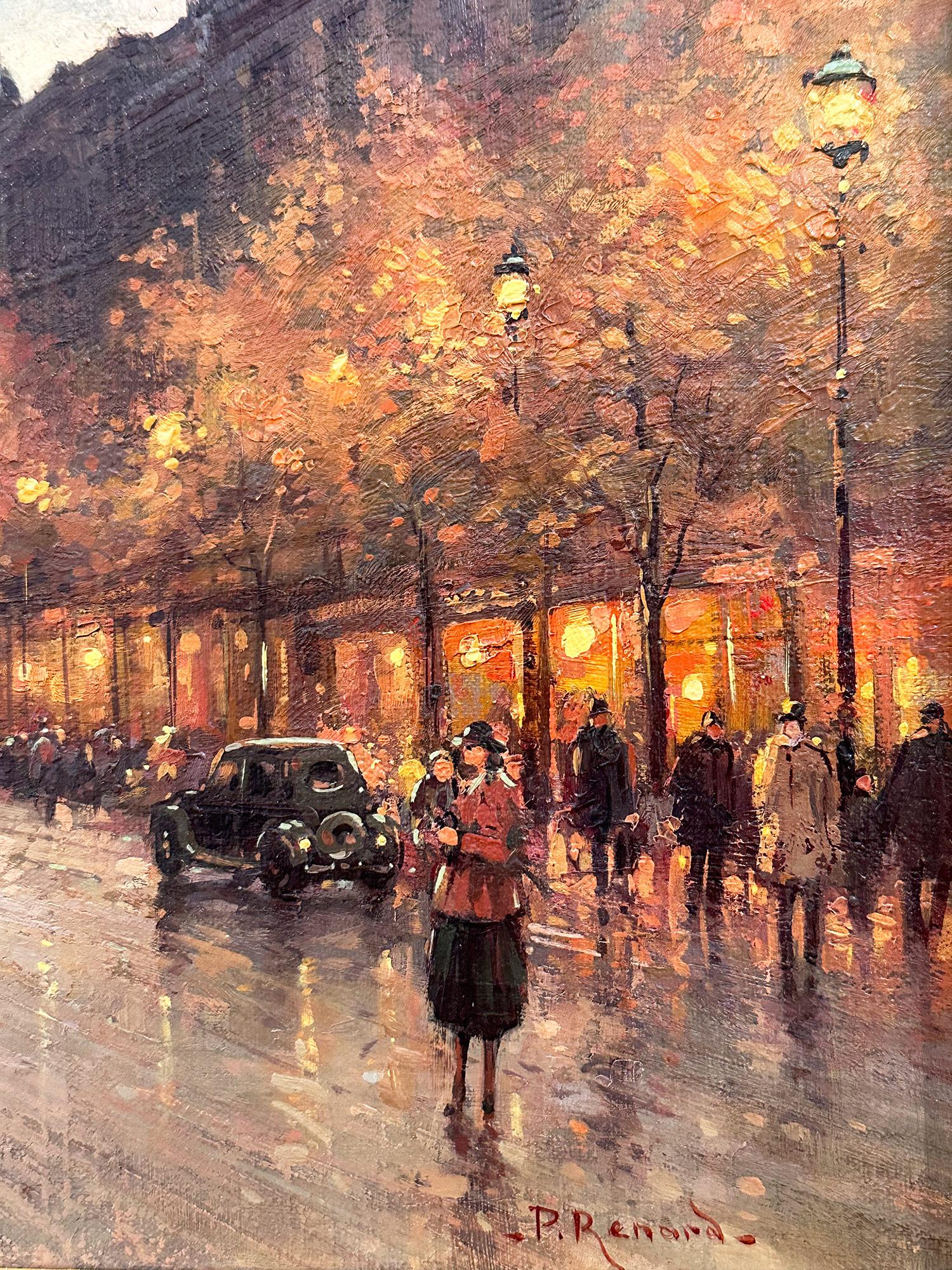 « Roses au chariot », peinture à l'huile sur toile encadrée, scène de rue d'automne parisienne en vente 2