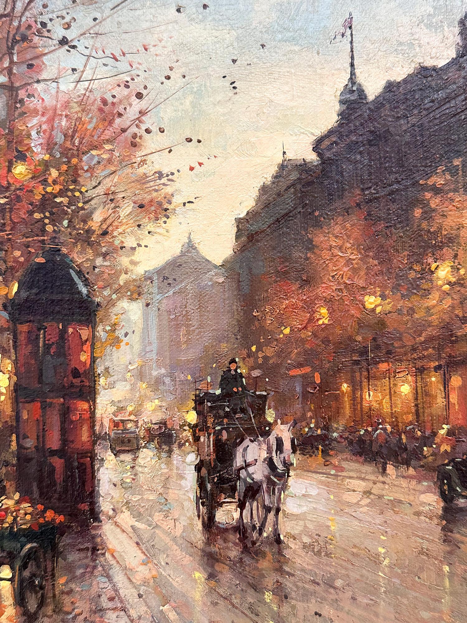 « Roses au chariot », peinture à l'huile sur toile encadrée, scène de rue d'automne parisienne en vente 3