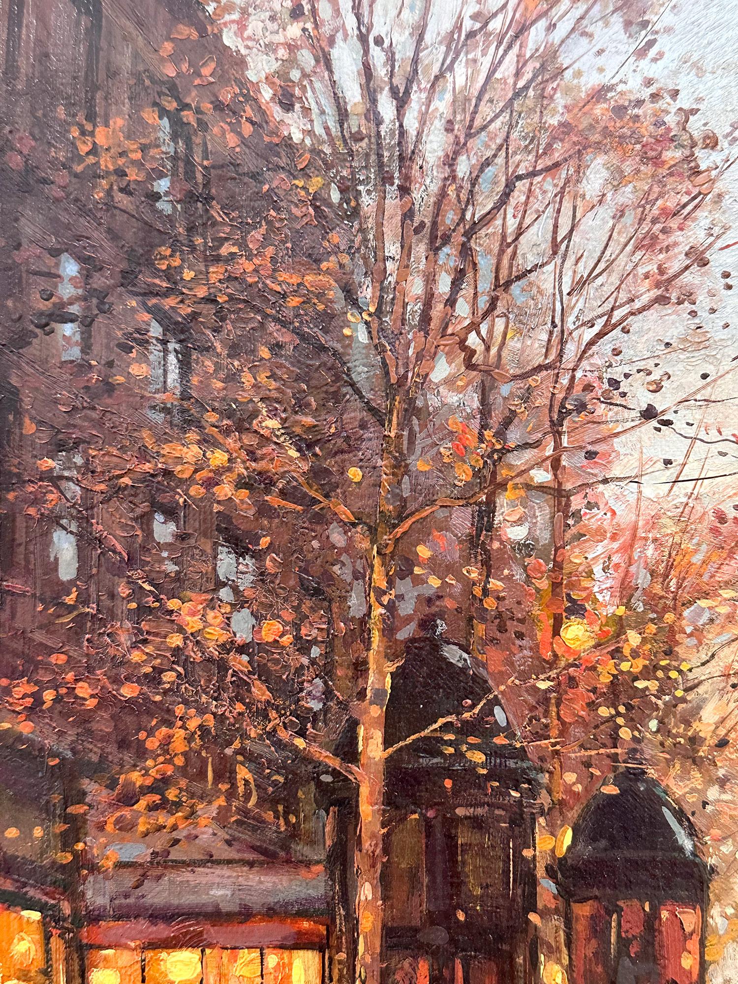 « Roses au chariot », peinture à l'huile sur toile encadrée, scène de rue d'automne parisienne en vente 4
