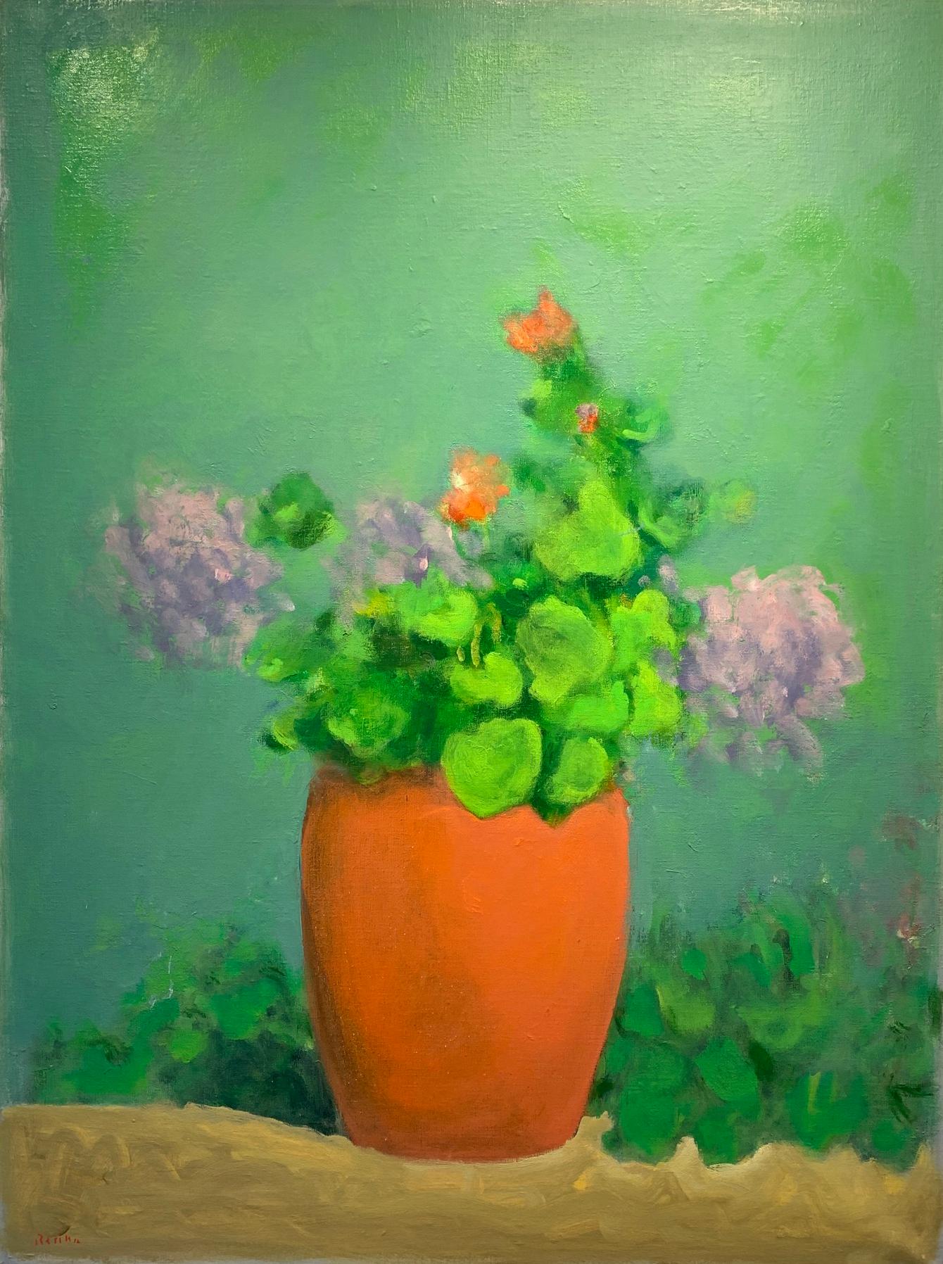 Paul Resika Still-Life Painting - Geraniums