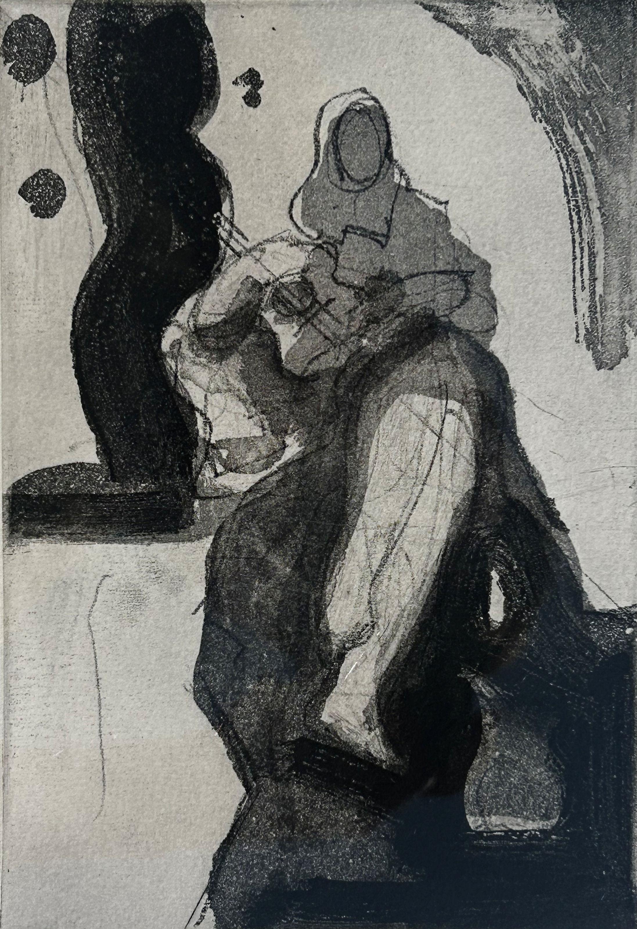 "Untitled" Paul Resika, Modernist, Black and White, Abstracted Composition