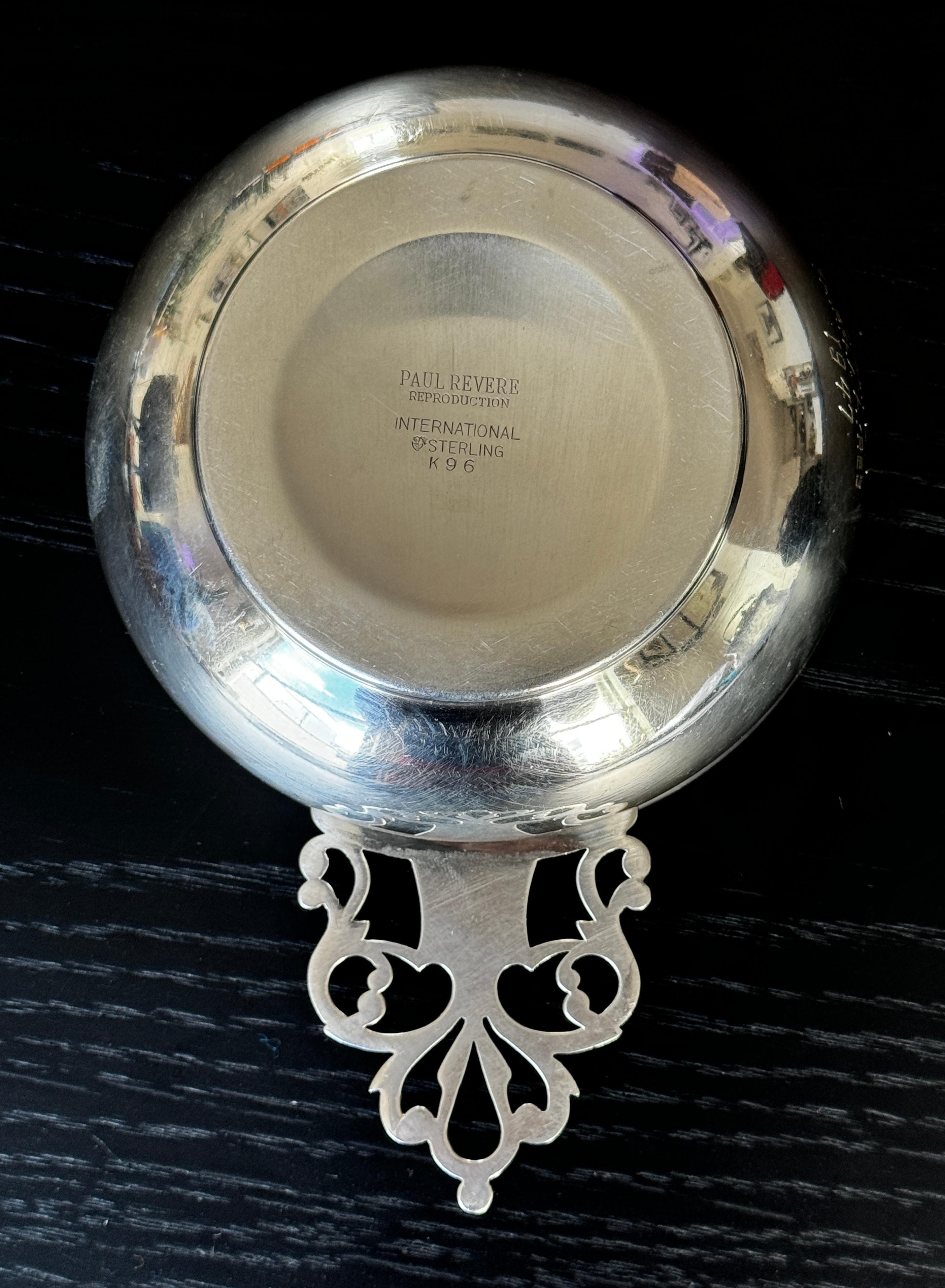 Mid-20th Century Paul Revere Reproduction Sterling Silver Handled Porringer Bowl