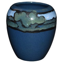 Paul Revere Saturday Evening Girls Pottery 1923 Blue Ceramic Scenic Trees Vase