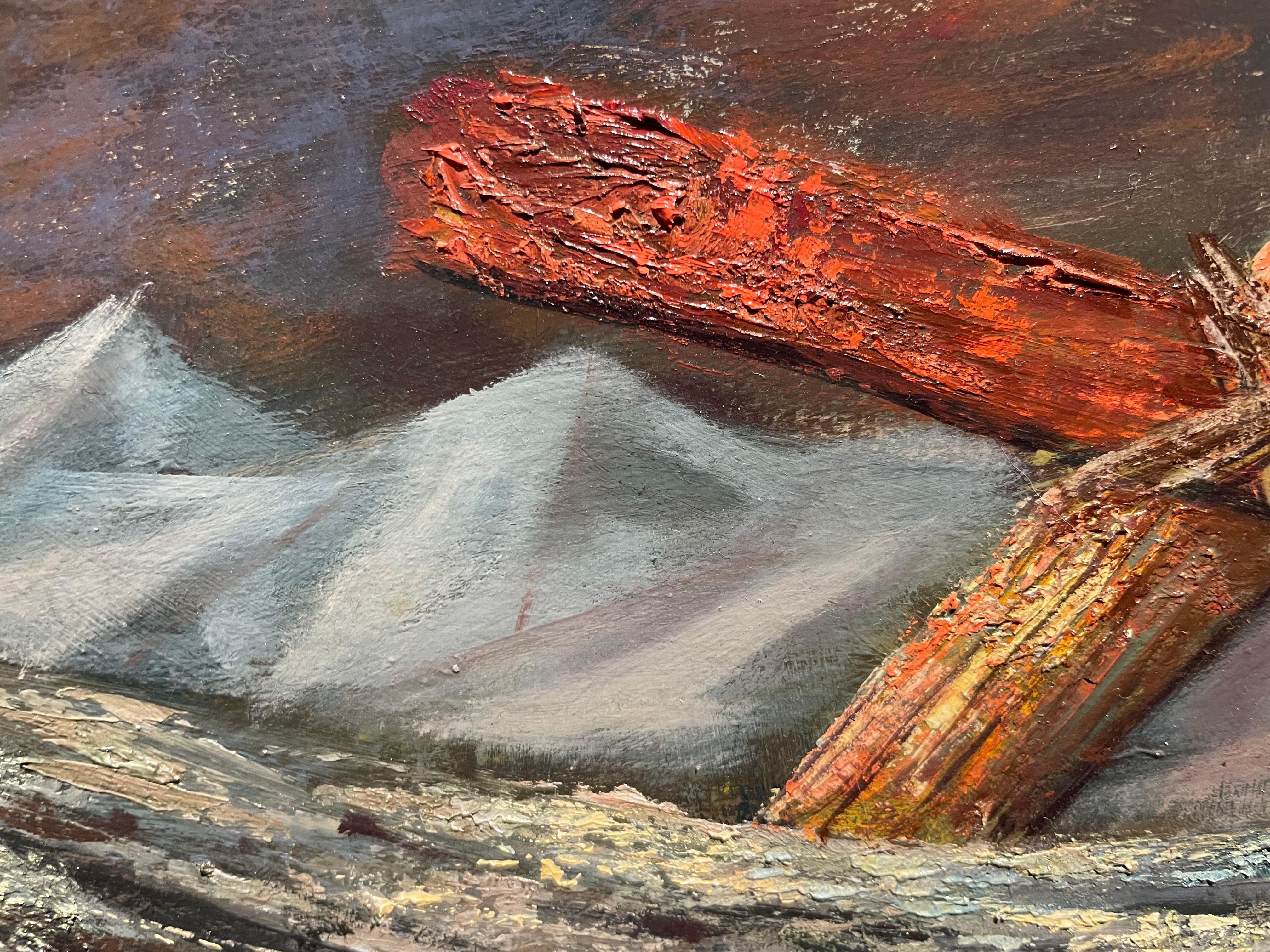 Driftwood & Fish, Mid-20th Century Magical Realism, Surrealist Cleveland Artist For Sale 6