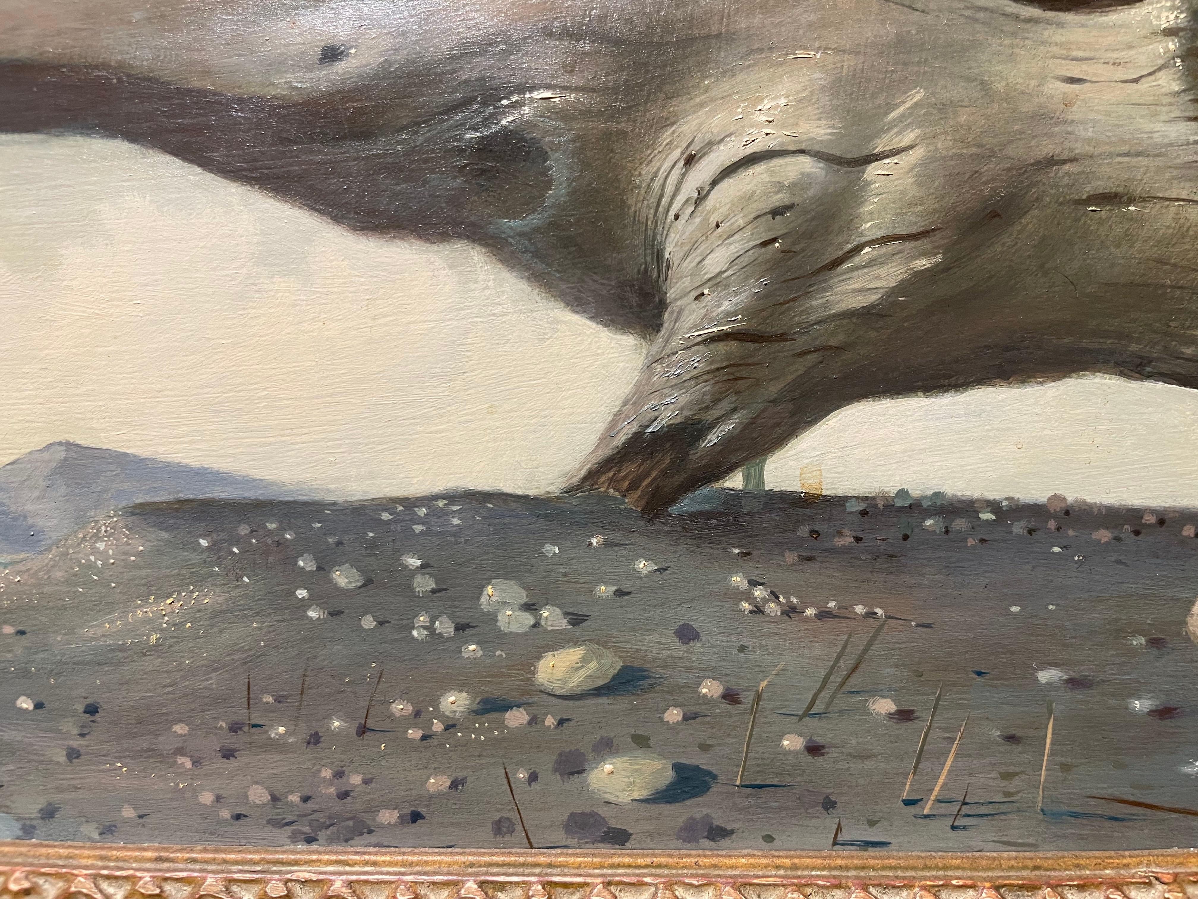 Martín Pescador, paisaje de realismo mágico del siglo XX con pájaros y madera flotante en venta 2