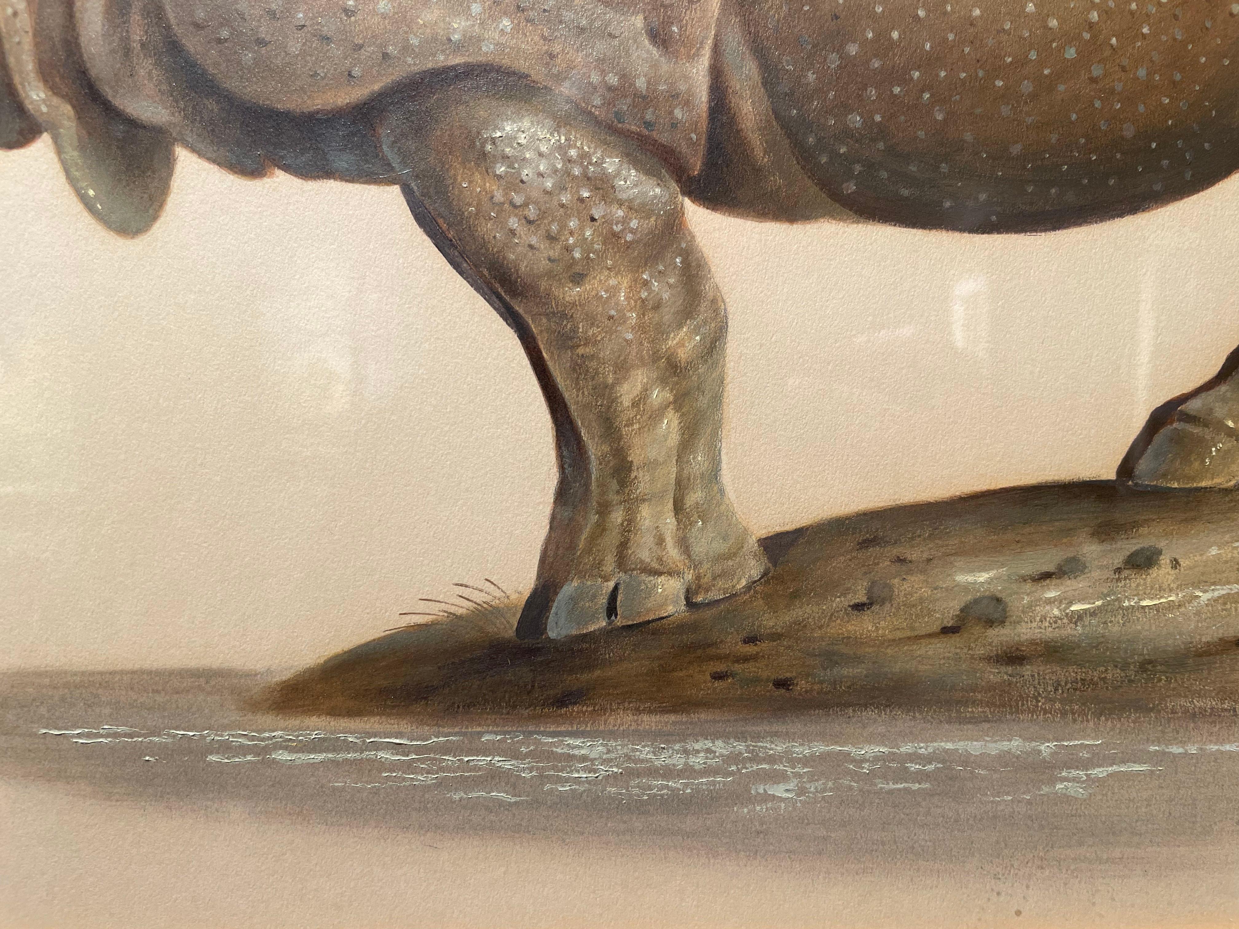 Large Rhinoceros, 20th Century Magical Realism, Cleveland School Artist For Sale 6