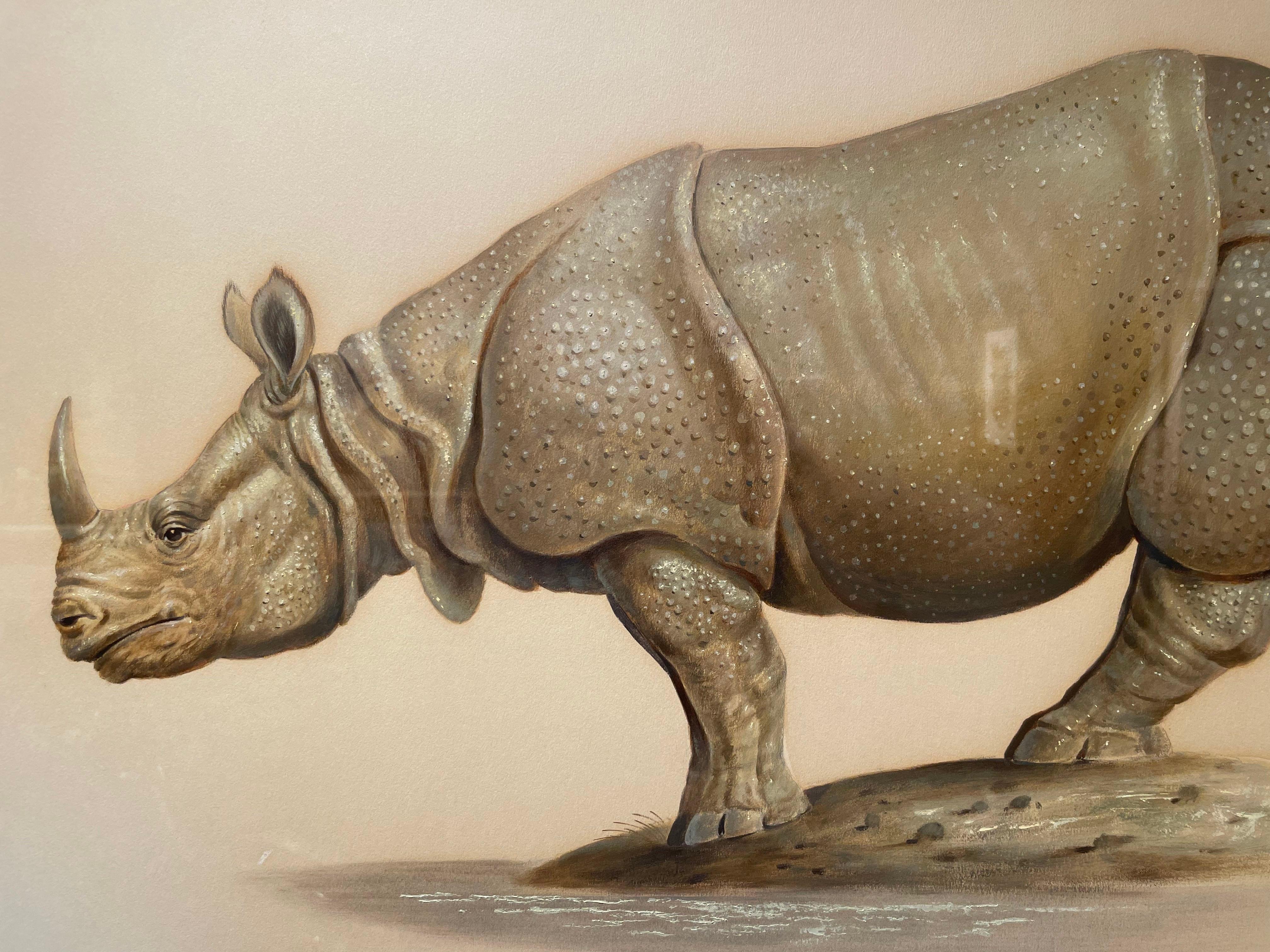 Large Rhinoceros, 20th Century Magical Realism, Cleveland School Artist For Sale 4