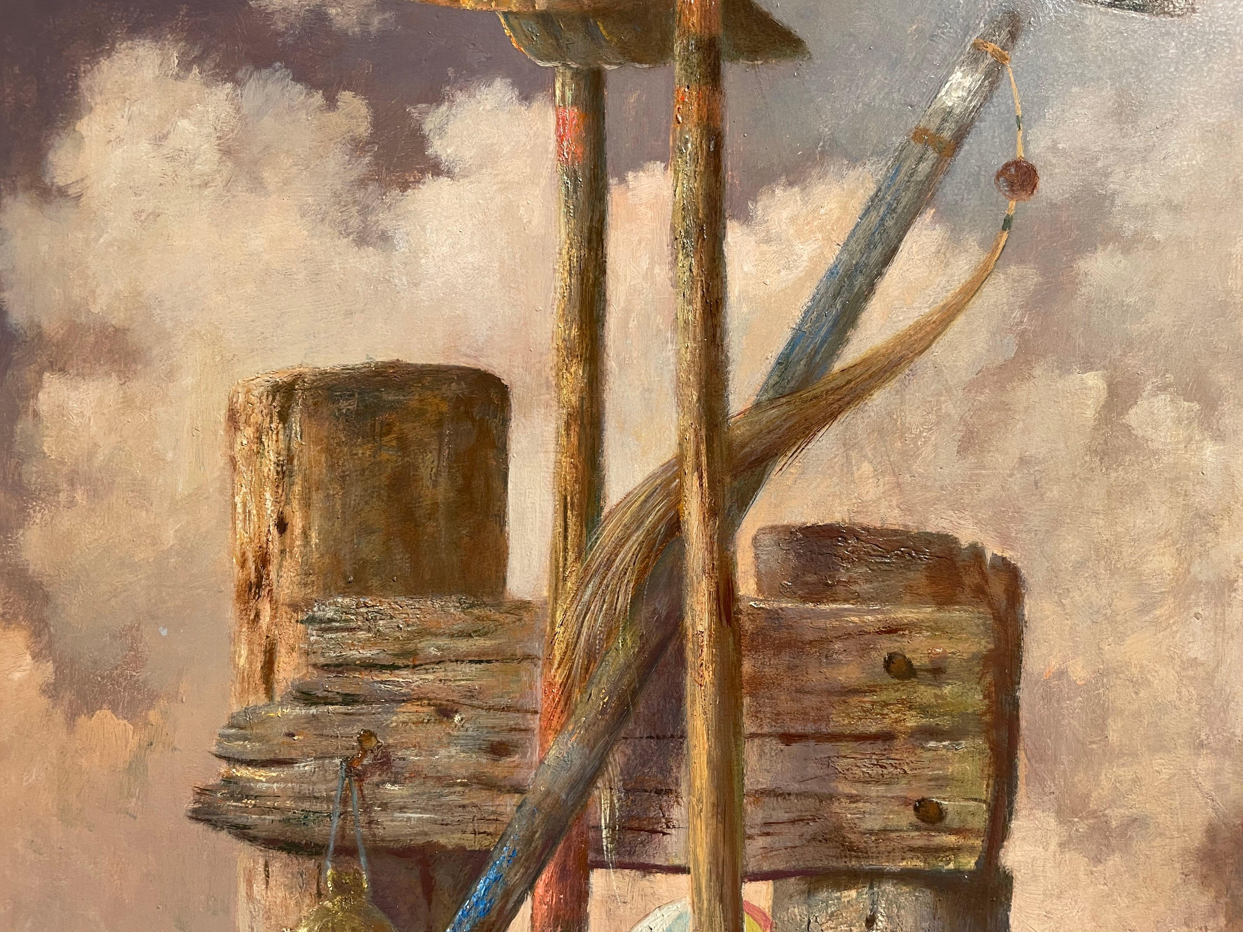 Mid-20th Century Magical Realism, Surrealist Painting, Cleveland School Artist For Sale 7