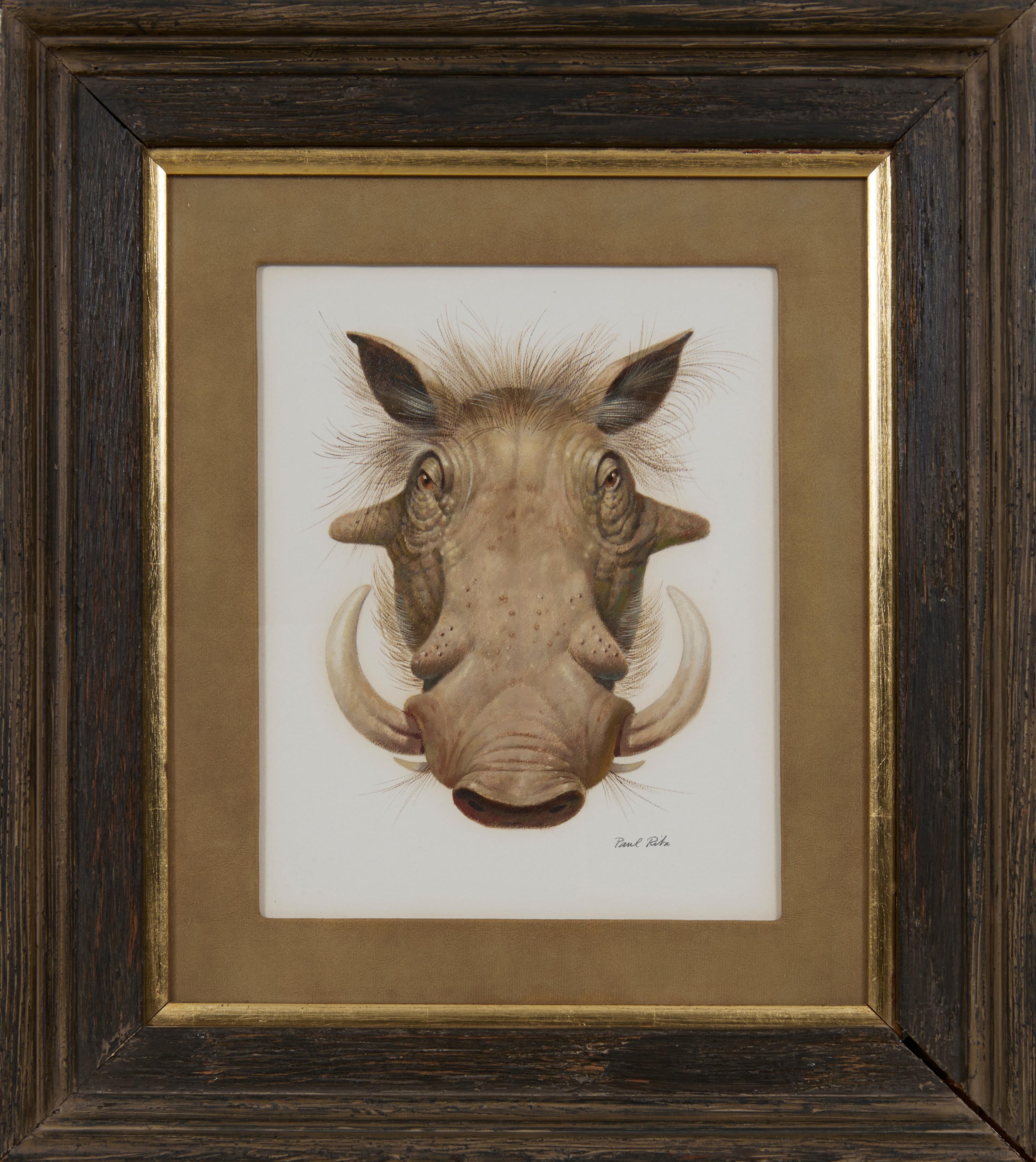 Wart Hog, pintura al óleo del siglo XX del Surrealista Mágico, Escuela de Cleveland - Painting de Paul Riba