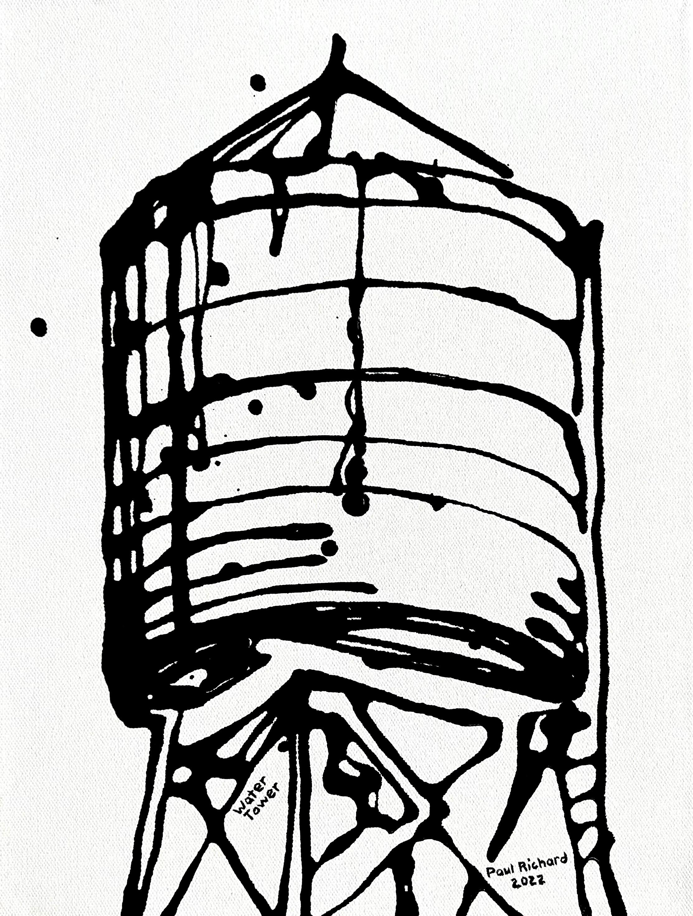Water Tower - Painting by Paul Richard