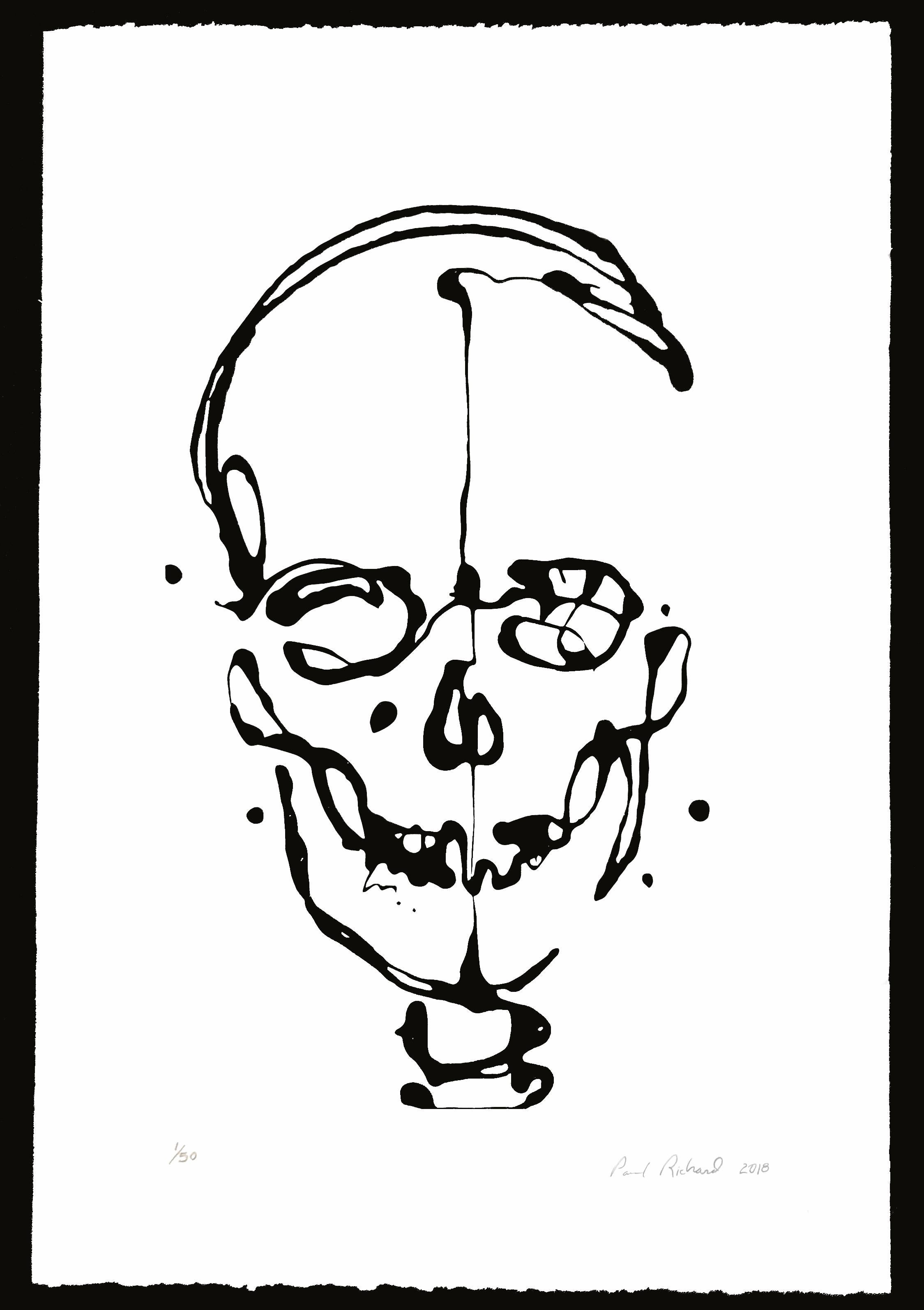 Skull Screenprint - Print by Paul Richard