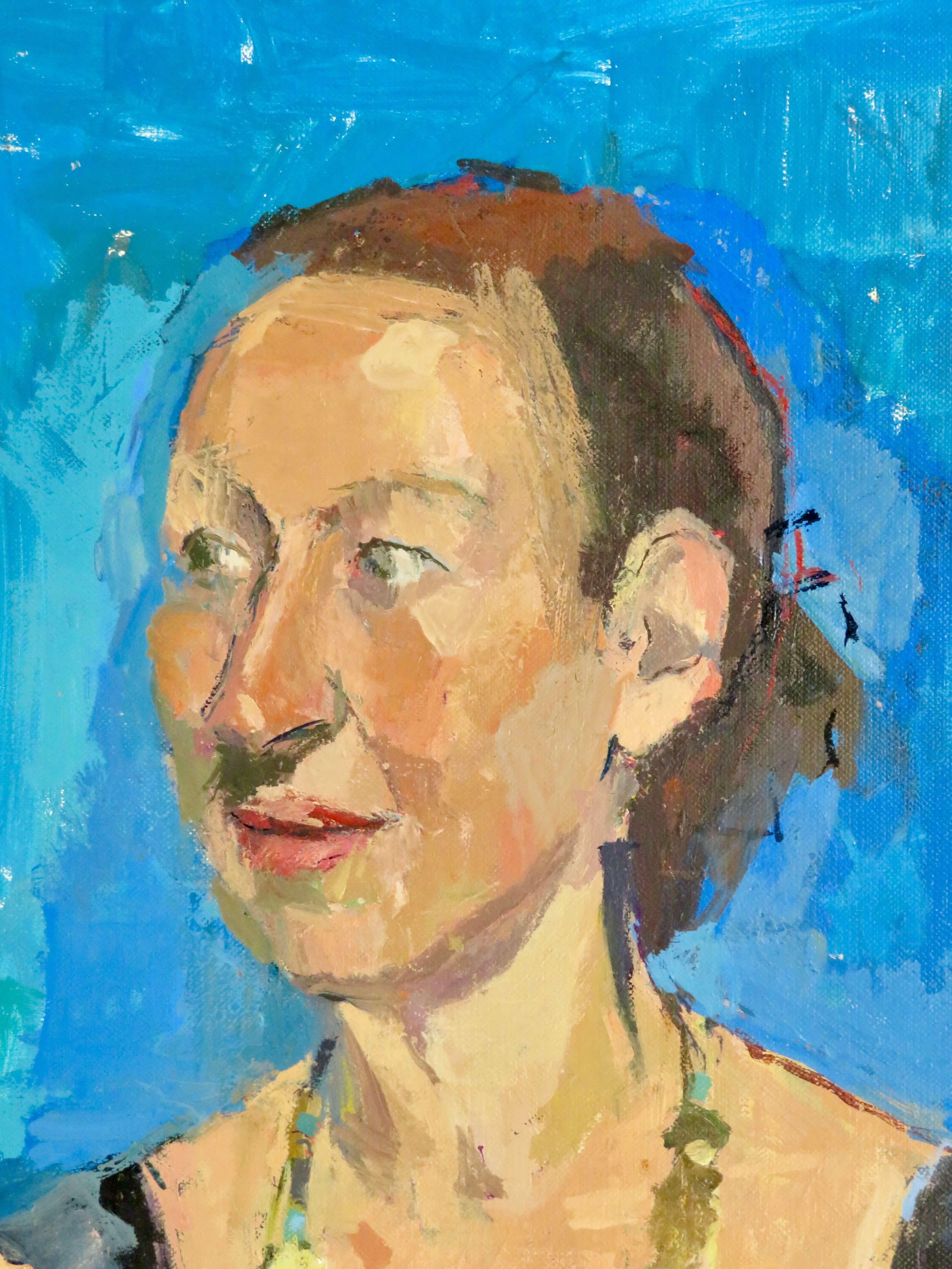 Paul Richards (geb. 1949) EXpressIONIST FRENCH Modernistisches Ölgemälde PORTRAIT LADY im Angebot 2