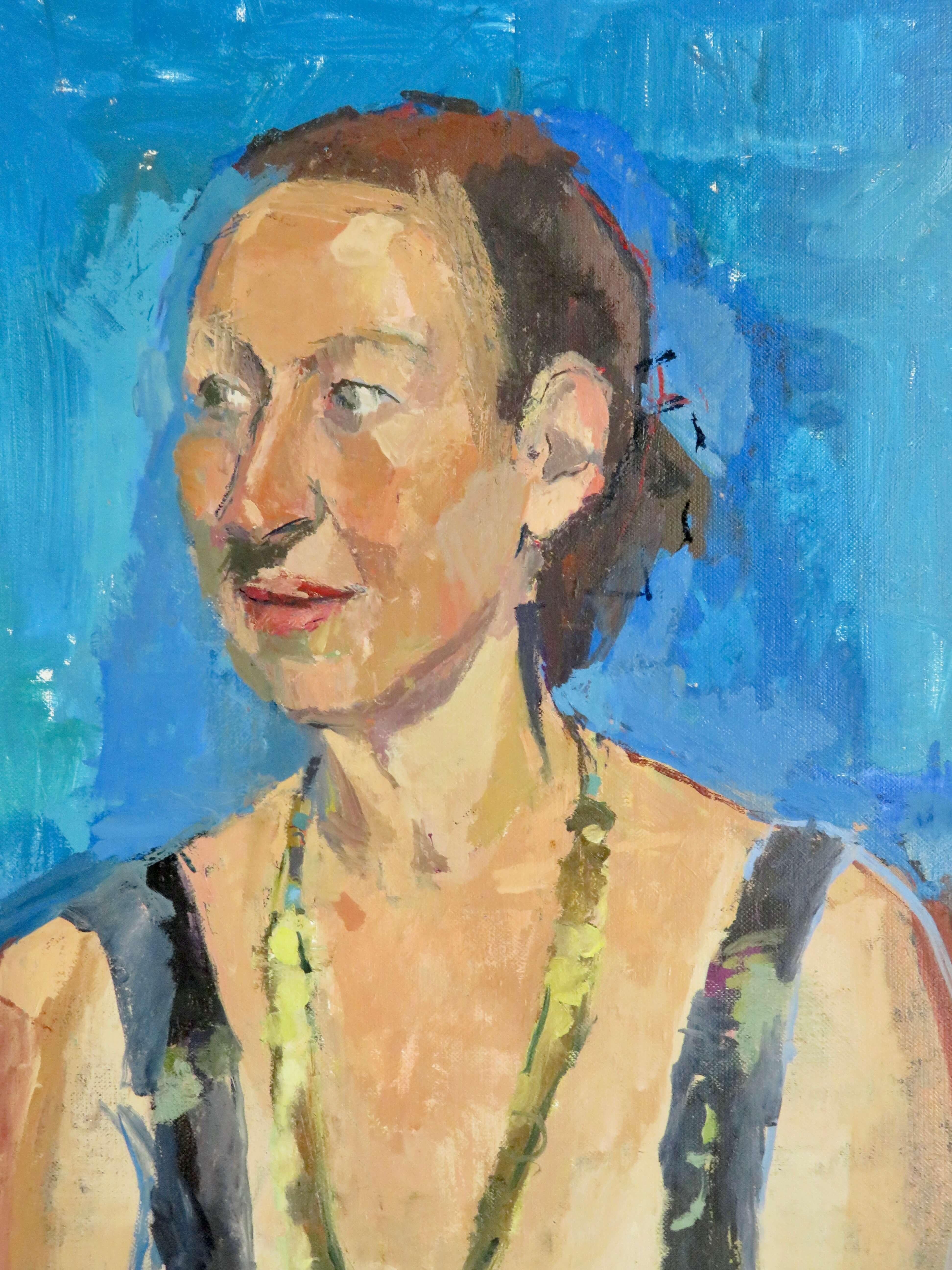 Paul Richards (b.1949) EXPRESSIONIST FRENCH Modernist Oil Painting PORTRAIT LADY For Sale 1
