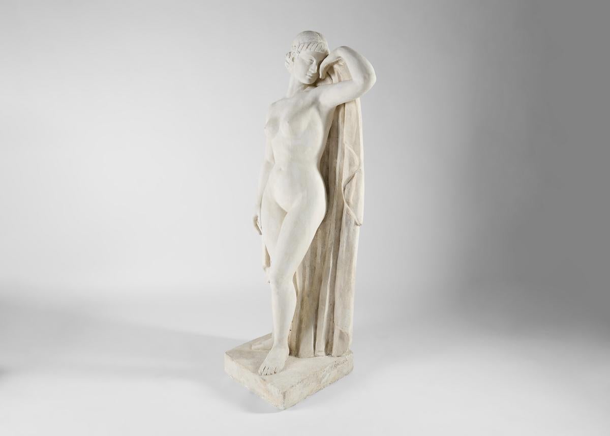 Francese Paul Rocheil, L'aurore (L'alba) Scultura classica di nudo, Francia, circa 1930 in vendita