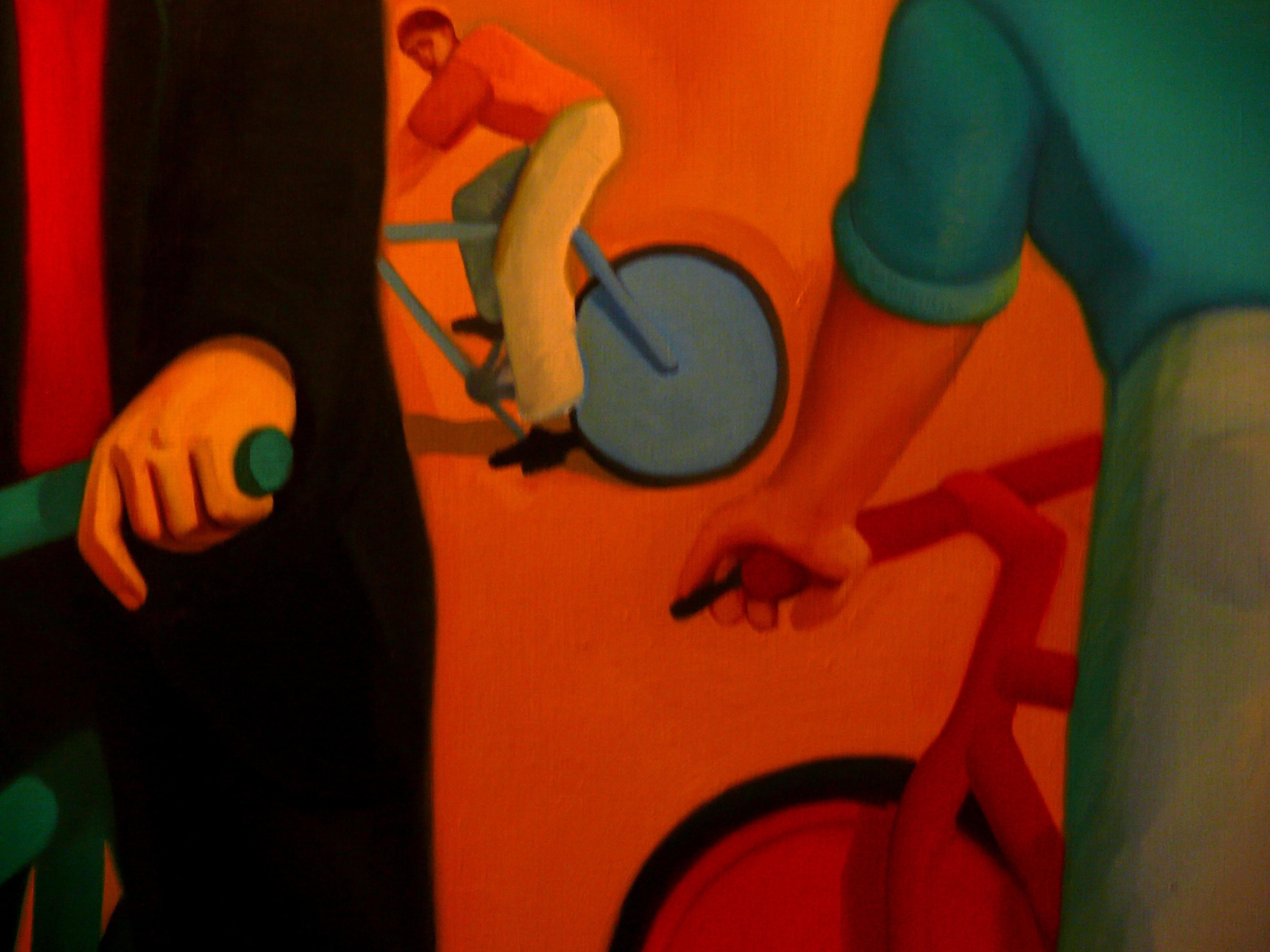 Bicyclettes chromatiques.  Peinture à l'huile figurative contemporaine - Painting de Paul Rossi