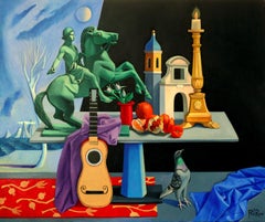 Poets Table. Contemporary Still Life Oil Painting