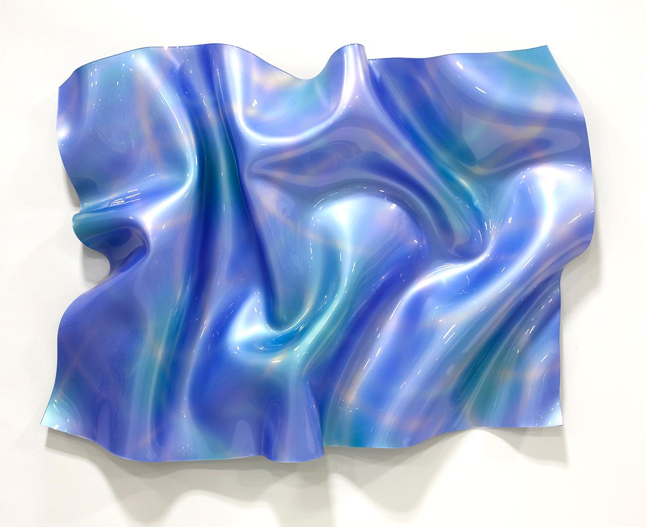 Beautiful Blue Hand Sculpted Surface of Water / Wave / Iridescent Pop Art 