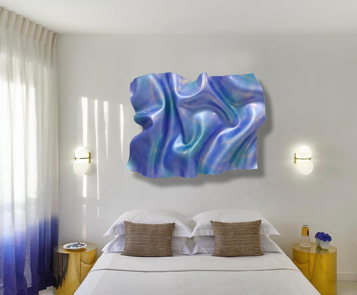 Die Oberfläche des Wassers 
31 x 40 x 5.5 in
Gemischte Medien auf handgeformtem Acryl

Blau schimmernde Wandskulptur von Paul Rousso. Ein dimensionales Stück, das das Licht schön reflektiert. 

Paul Rousso (geb. 1958) ist ein bildender Künstler und