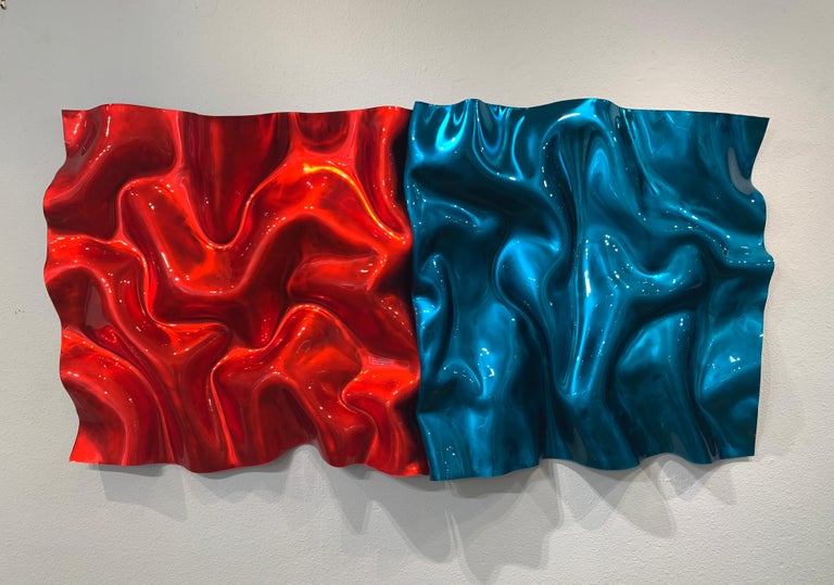 Opposites Attract - Red Abstract Sculpture by Paul Rousso