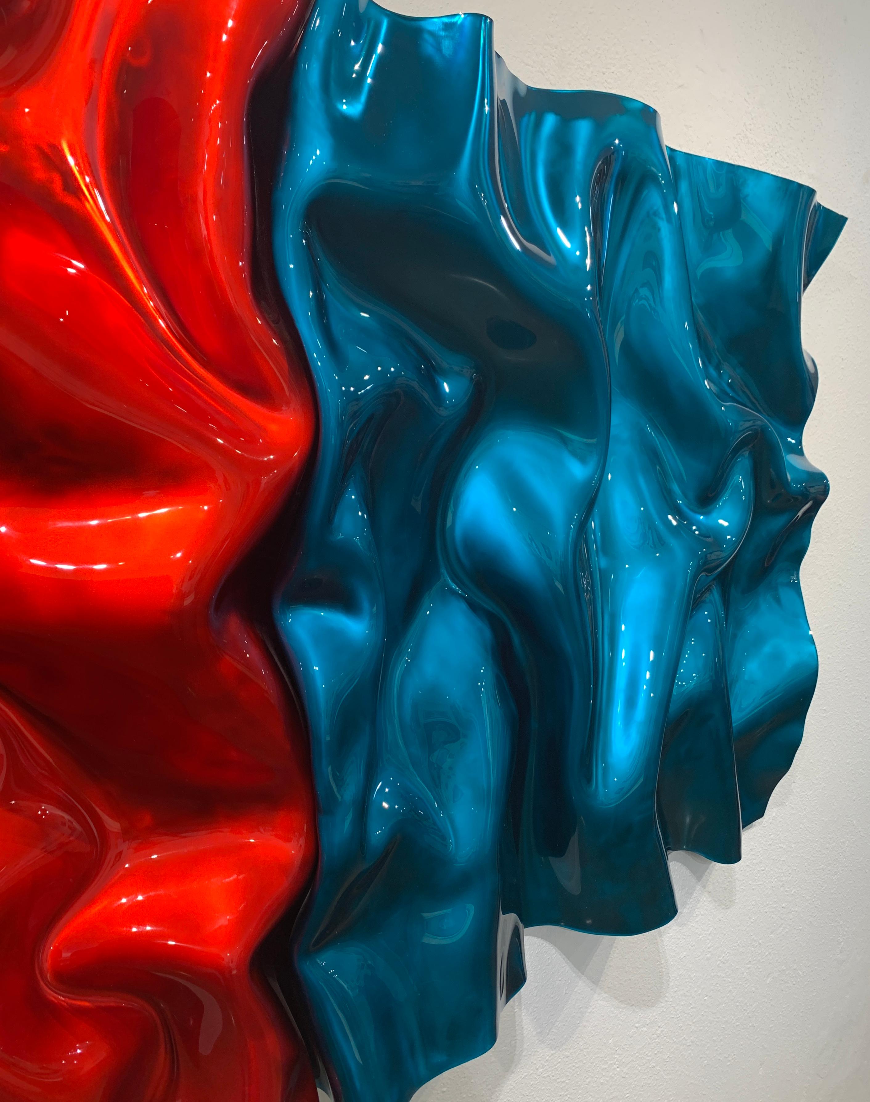 Opposites Attract - Red Abstract Sculpture by Paul Rousso