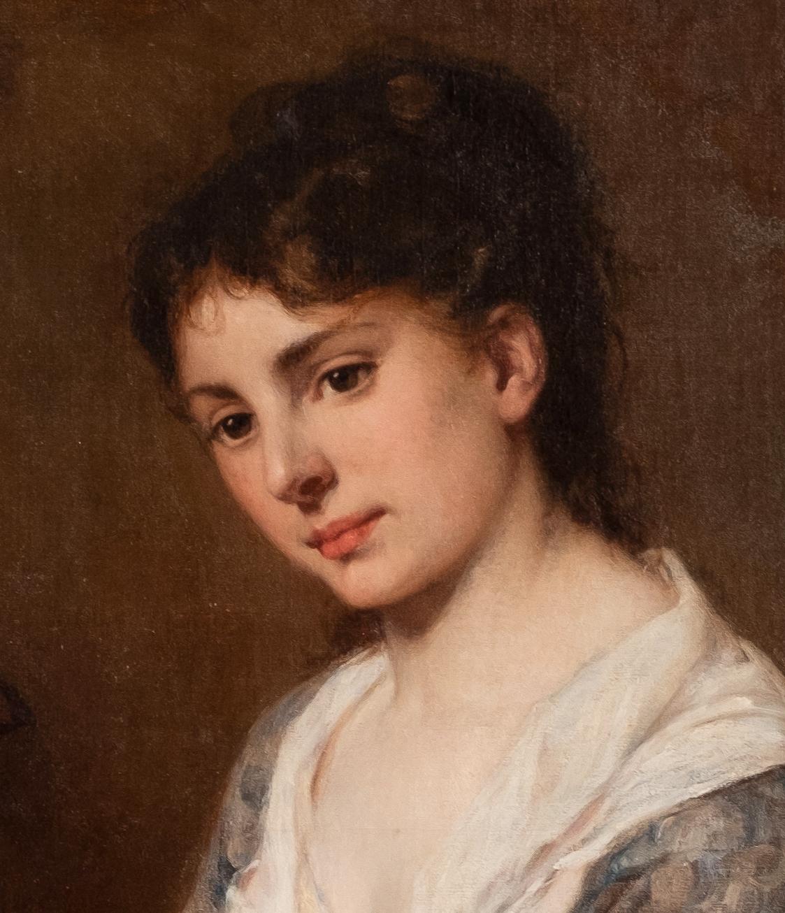 Junges französisches Mädchen mit Erdbeeren (Französische Schule), Painting, von Paul Saint-Jean