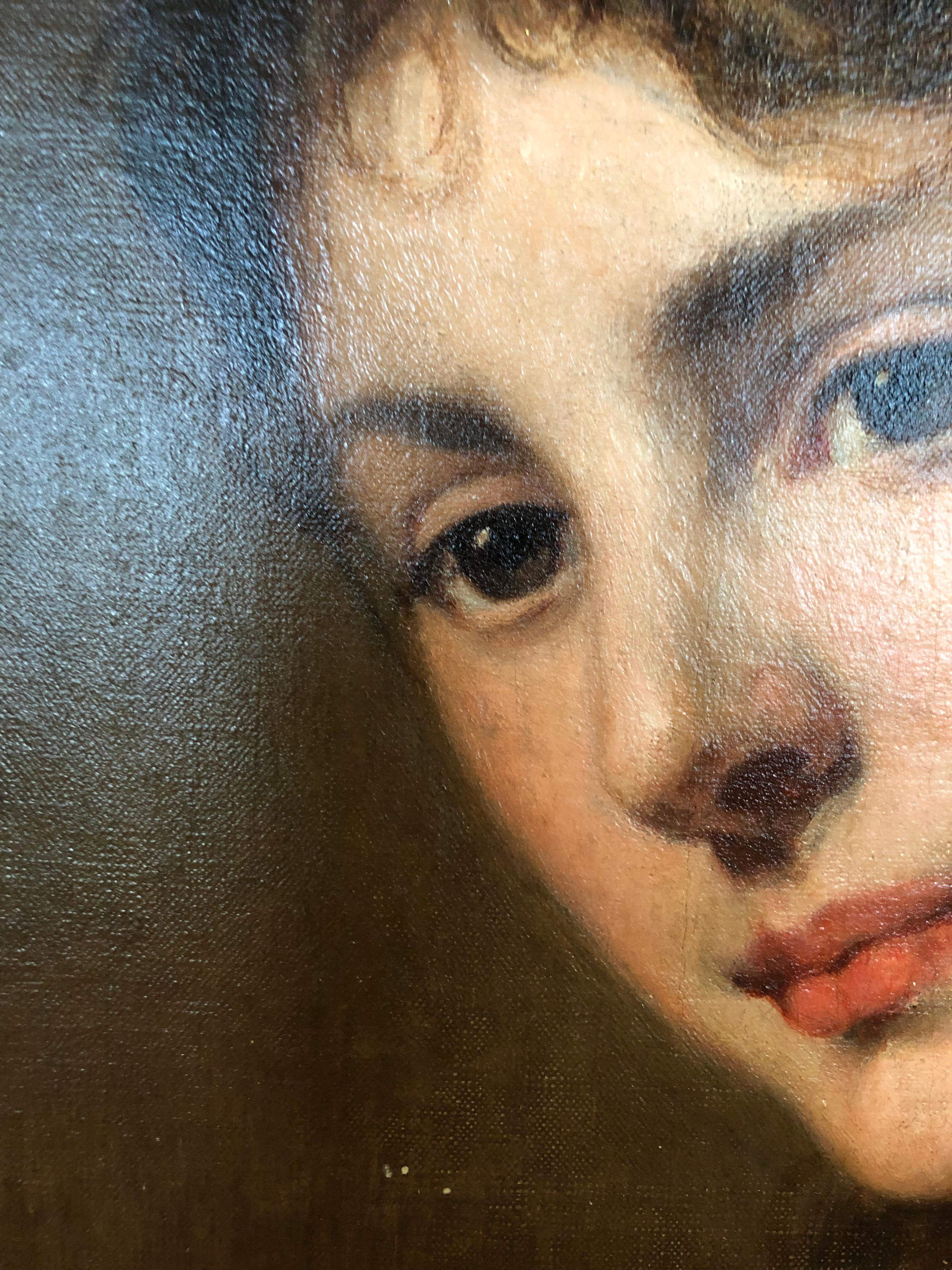 Jeune fille française avec des fraises - École française Painting par Paul Saint-Jean