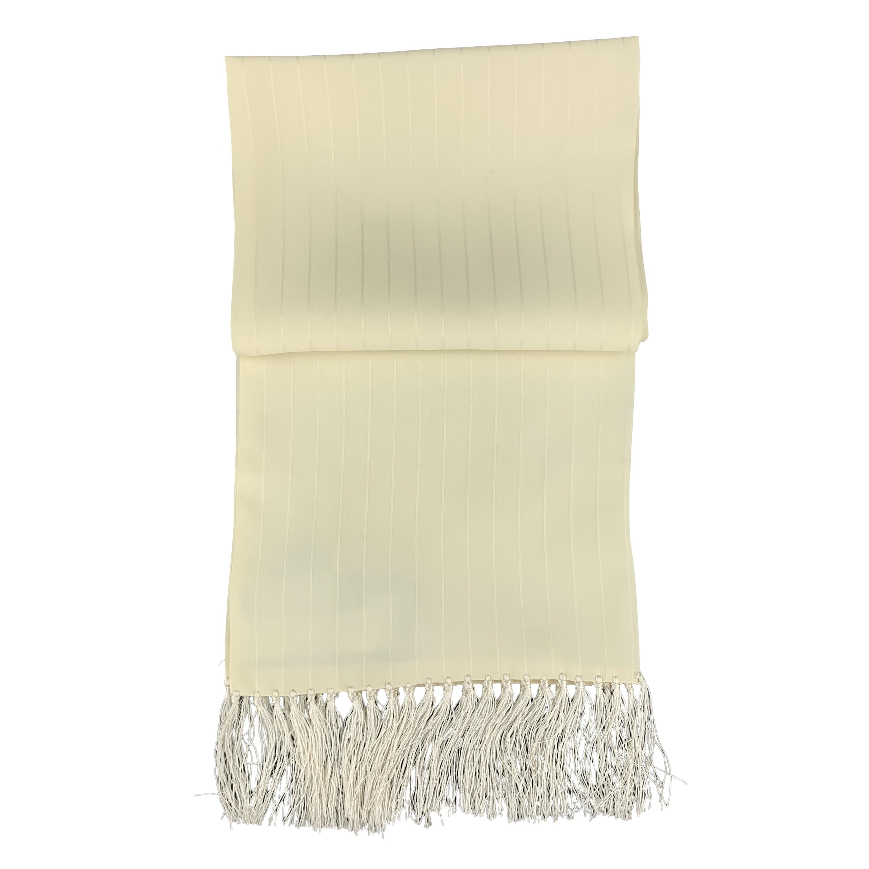 PAUL SALGO Stripe Cream Silk Scarf