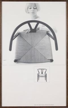 Affiche photographique danoise du design Y Chair de Paul Salomonsen des années 1960 