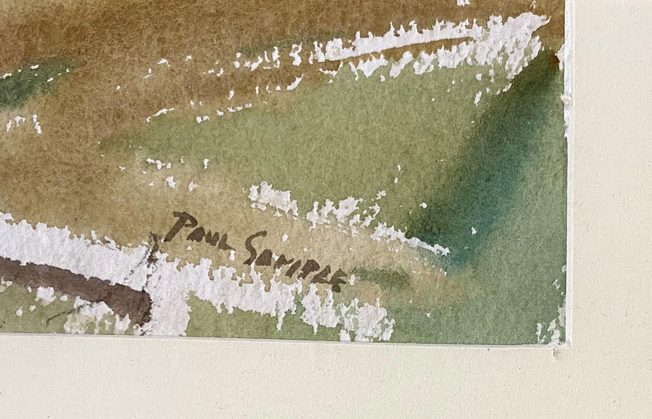 Un raffinato acquerello impressionista raffigurante un cavallo e un cavaliere dell'artista americano Paul Sample (1896-1974). Sample è nato a Louisville, nel Kentucky, e ha studiato al Dartmouth College, trasferendosi poi lì per diventare artista in