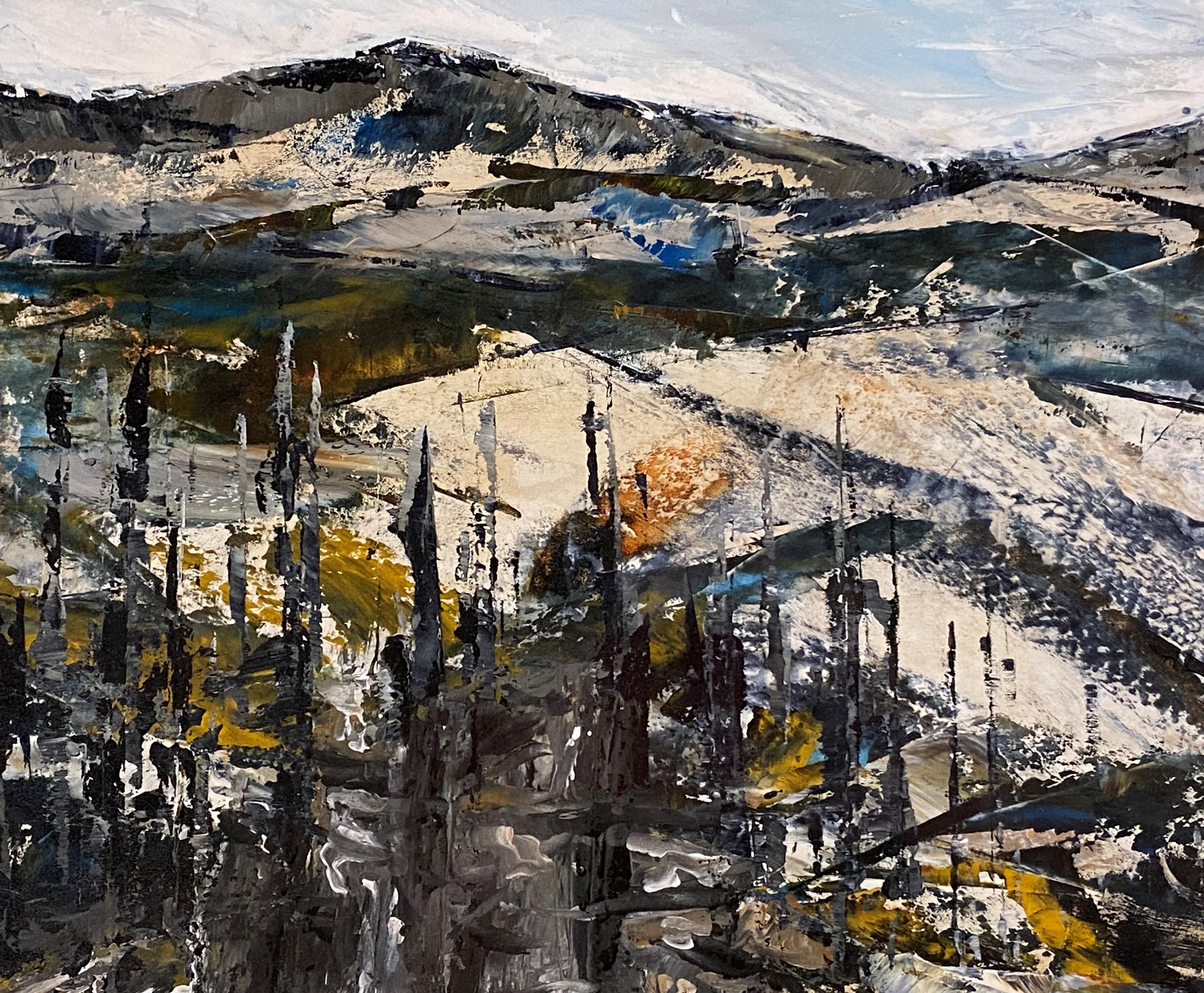 Un beau paysage d'hiver représentant une montagne enneigée, probablement Crotched Mountain dans le New Hampshire, par l'artiste américain Paul Sample (1896-1974). Sample est né à Louisville, dans le Kentucky, et a fait ses études au Dartmouth