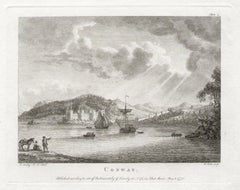 Conway, Wales. Paul Sandby C18th landscape engraving