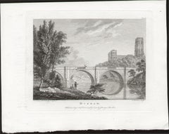 Durham. Paul Sandby Grabado de paisaje inglés del siglo XVIII