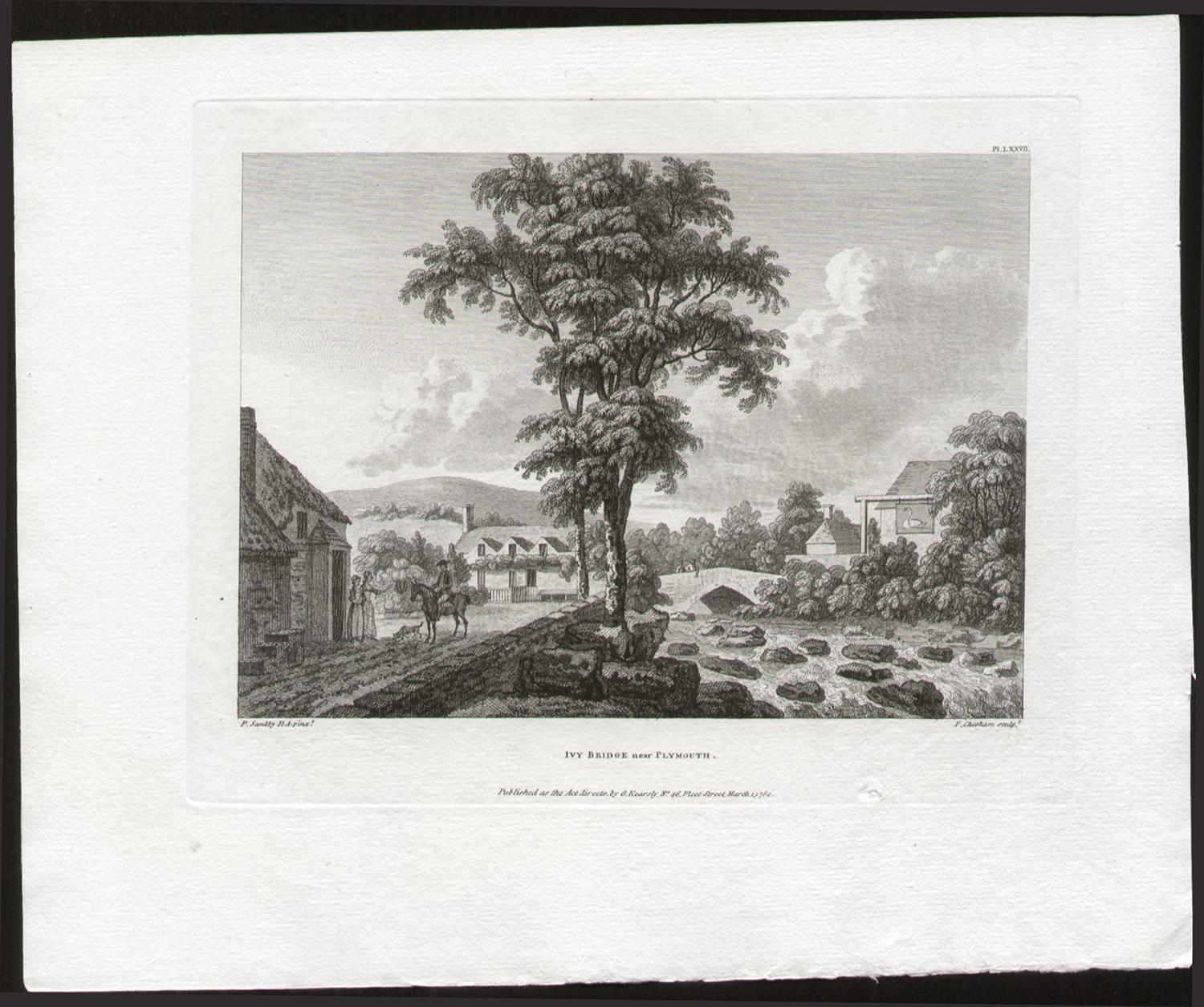 Ivy Bridge, cerca de Plymouth, Devon. Paul Sandby Grabado de paisaje del siglo XVIII en venta 1