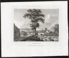 Ivy Bridge, cerca de Plymouth, Devon. Paul Sandby Grabado de paisaje del siglo XVIII