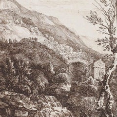Paul Sandby (1730-1809) - 18th Century Etching, Figures in A Foothill