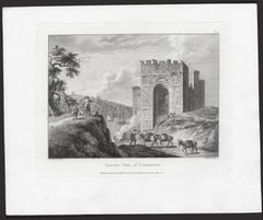 Queen's Gate, at Caernarfon, Wales. Paul Sandby C18th landscape engraving