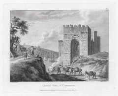 Queen's Gate, at Caernarfon, Wales. Paul Sandby C18th landscape engraving