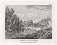 The New Bridge, On The River Dee, Wales. Paul Sandby C18th landscape engraving