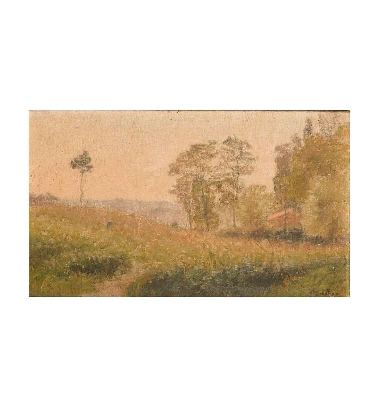 Paysage français de Paul Sébilleau (1847-1907), huile sur toile+ 