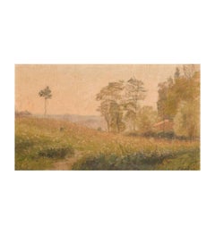 Paisaje francés de Paul Sébilleau (1847-1907), óleo sobre lienzo+ "Primavera