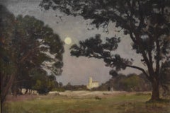 Antique Paul Sébilleau (1847-1907) Antibes under moonlight, 1901, oil on canvas signed 