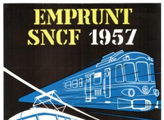 Original Emprunt SNCF 1957 Souscrivez vintage French railroad poster linenbacked