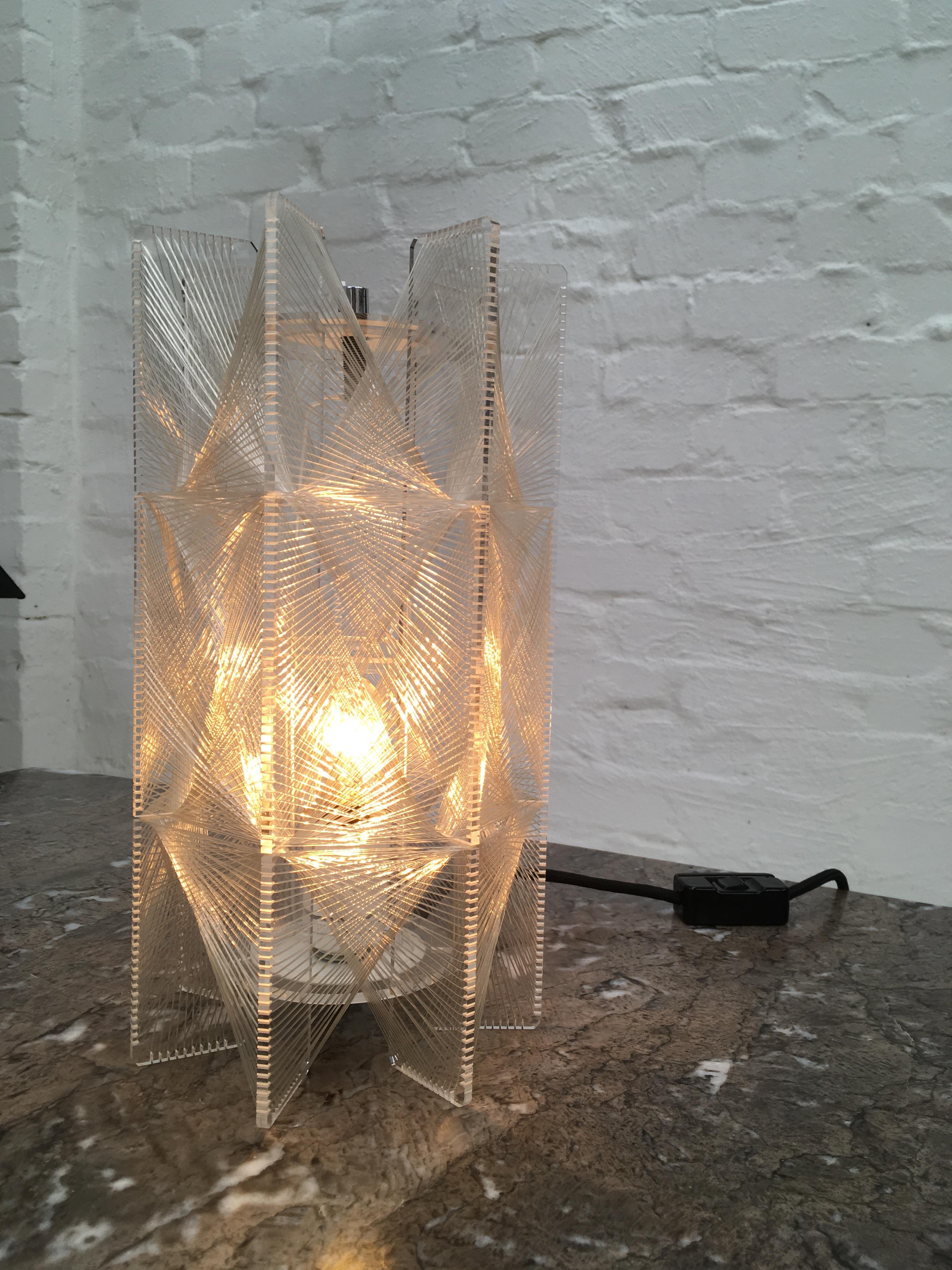 German Paul Secon for Sompex Lucite and Wire Space Age Table Lamp, 1960s For Sale