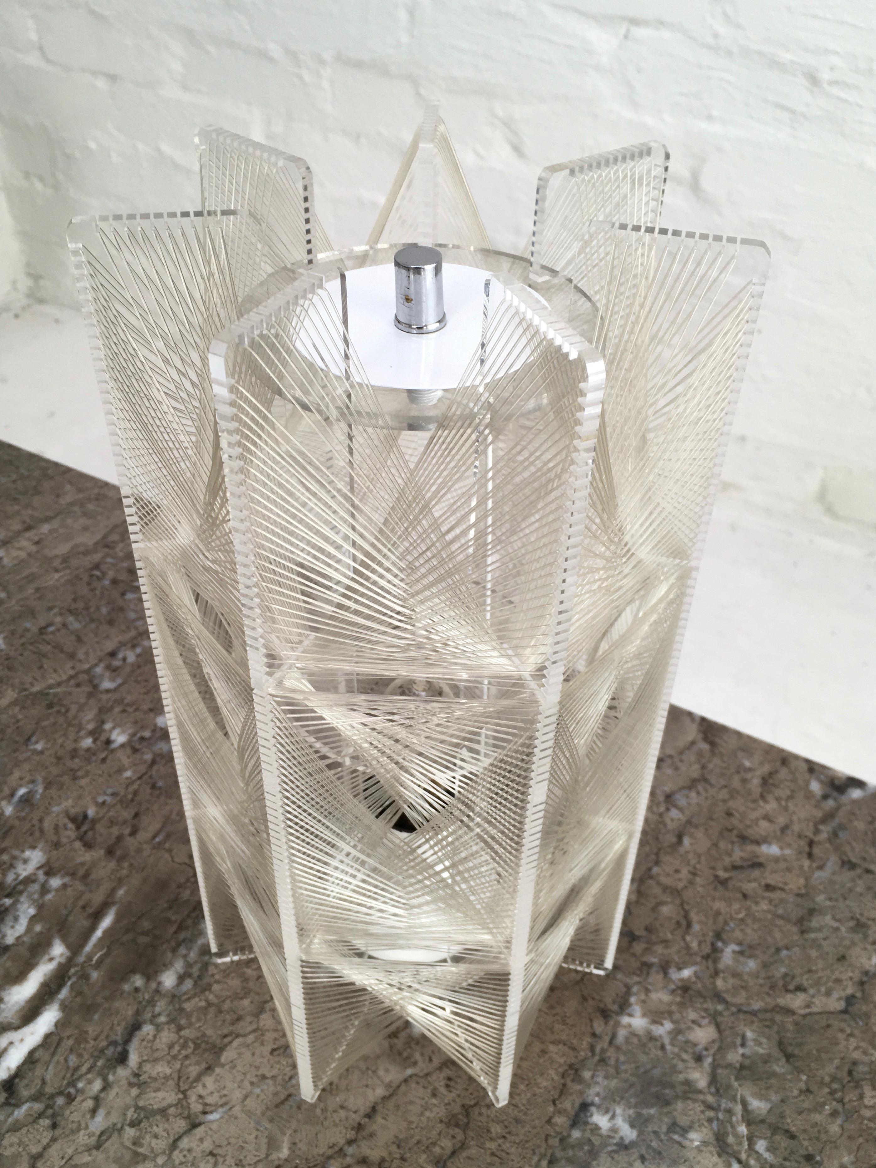 Mid-20th Century Paul Secon for Sompex Lucite and Wire Space Age Table Lamp, 1960s For Sale