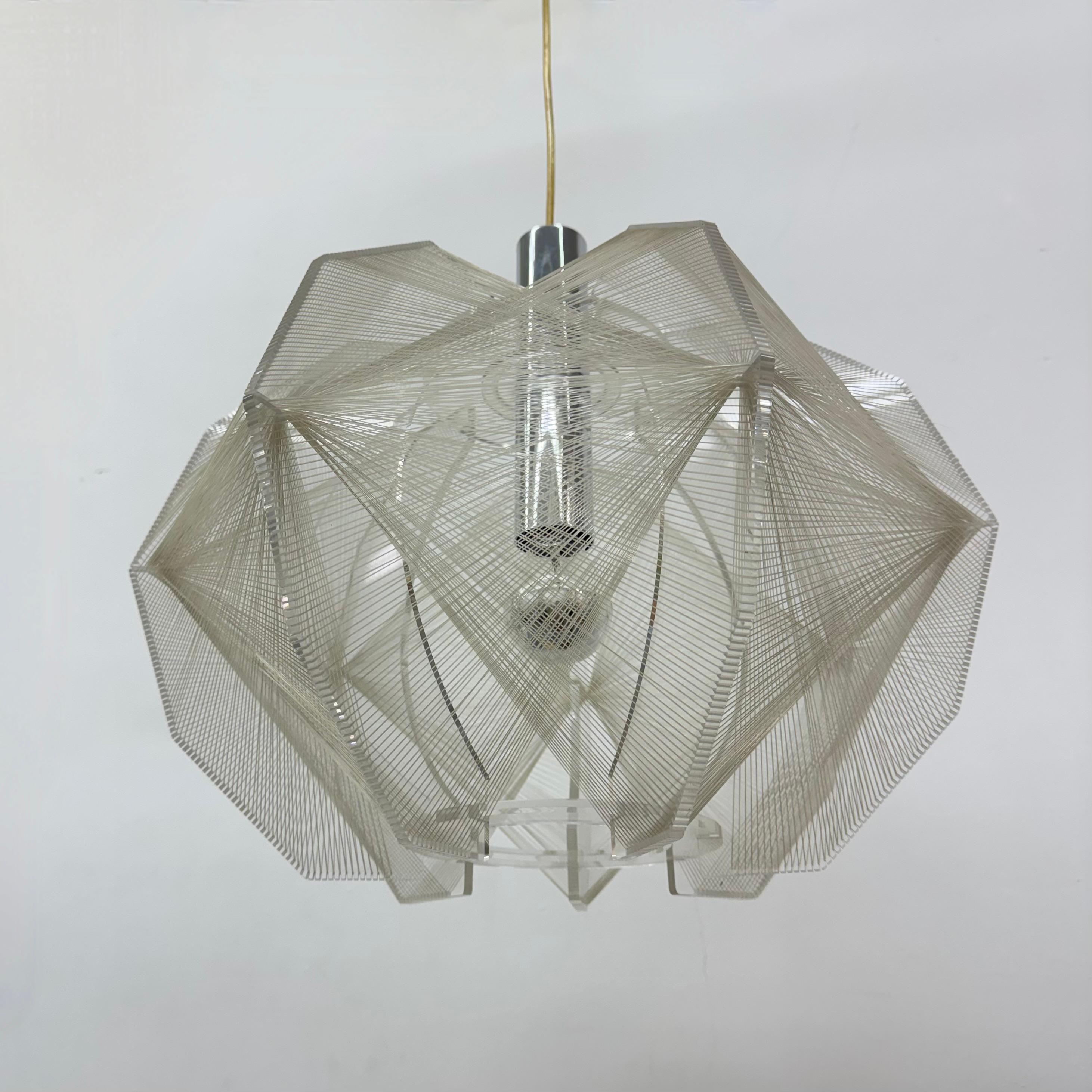 Paul Secon para Sompex Lámpara colgante Clear Wire , años 70 Alemania en venta 9