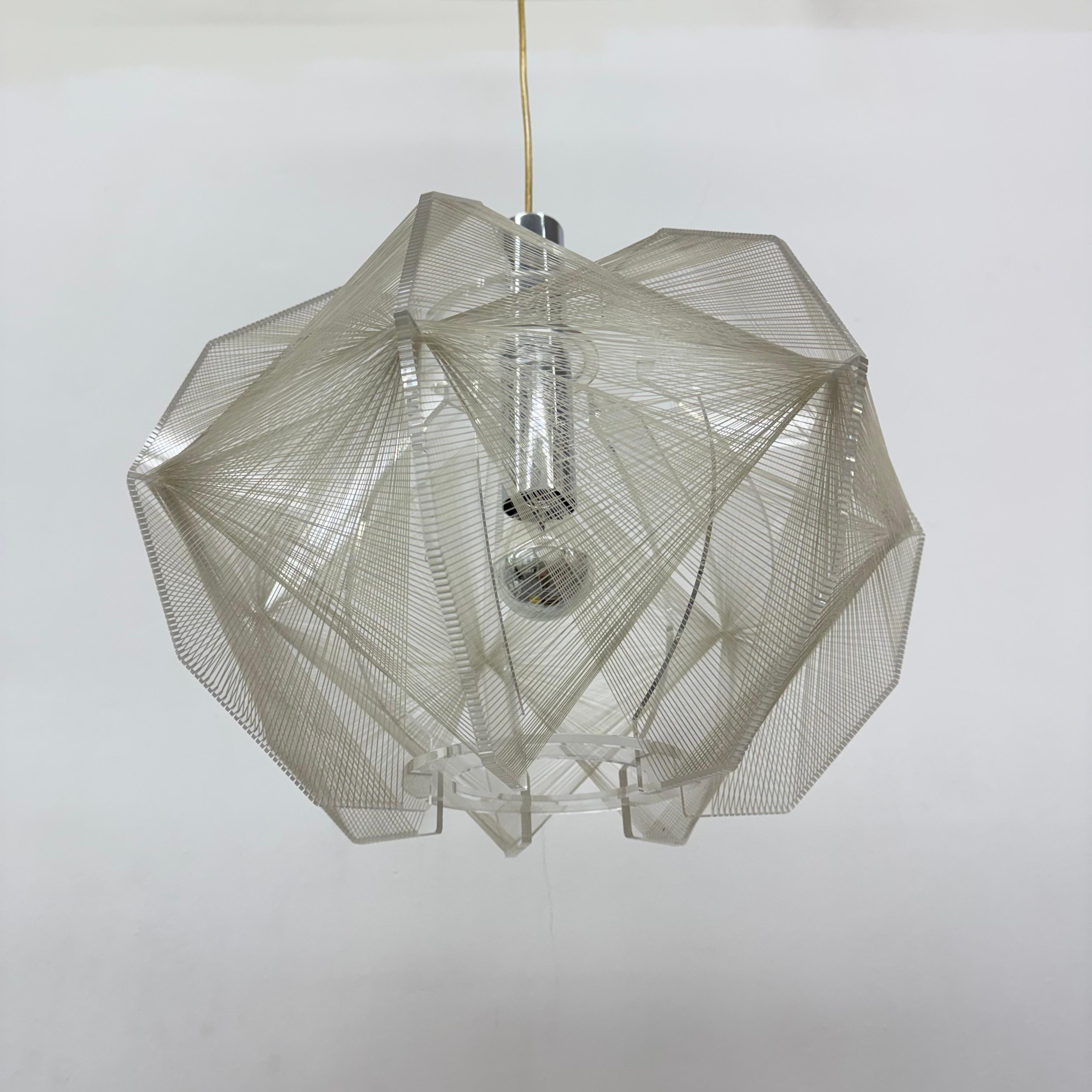 Paul Secon para Sompex Lámpara colgante Clear Wire , años 70 Alemania en venta 10