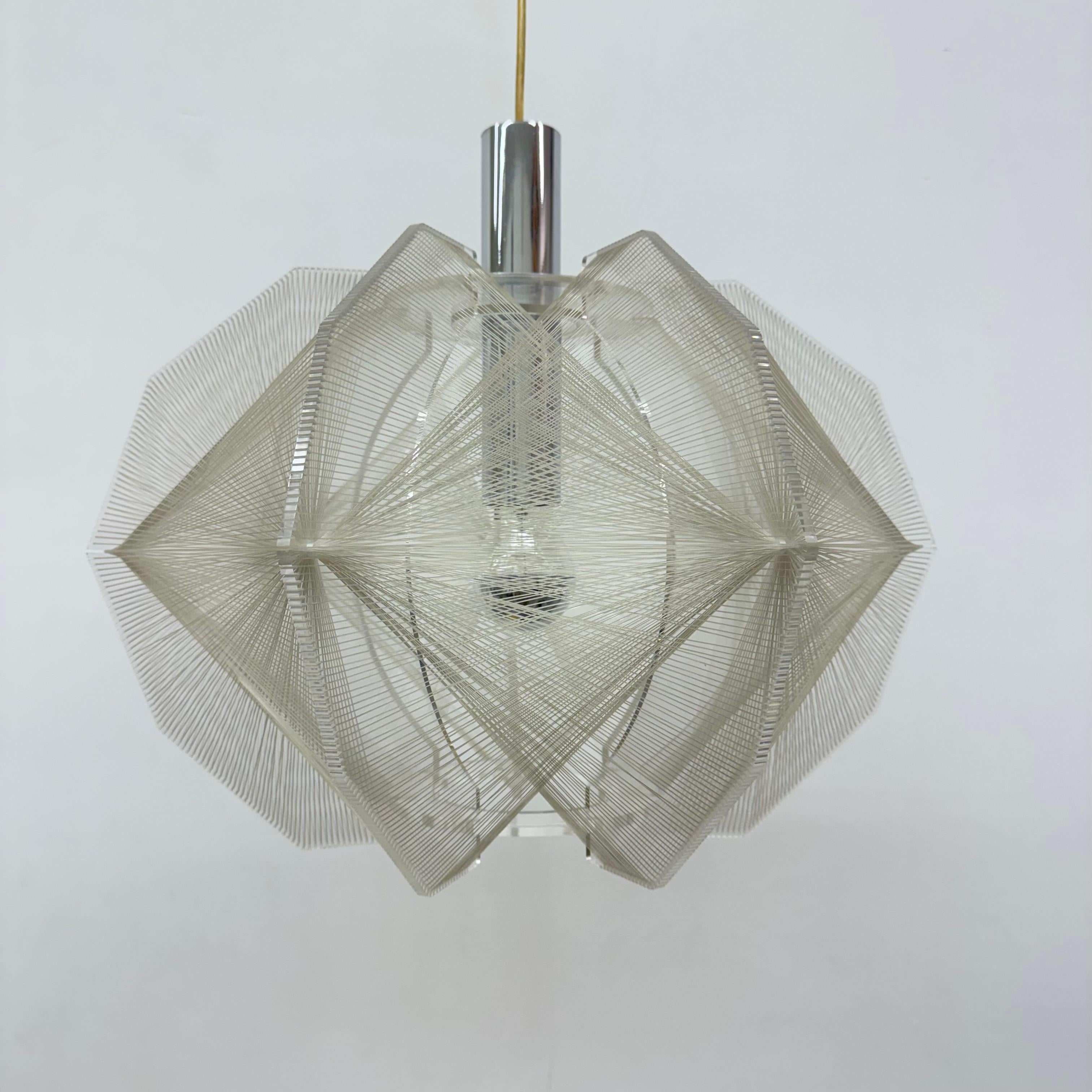 Paul Secon para Sompex Lámpara colgante Clear Wire , años 70 Alemania
