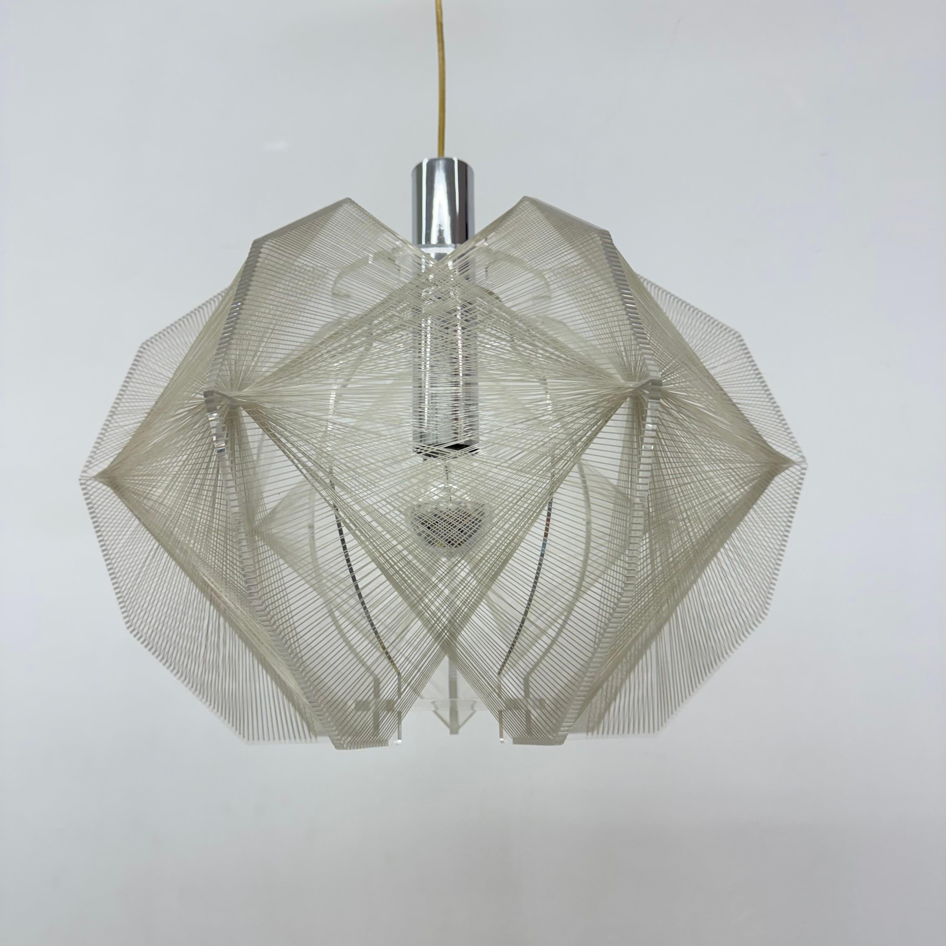Paul Secon para Sompex Lámpara colgante Clear Wire , años 70 Alemania en Bueno estado para la venta en Delft, NL
